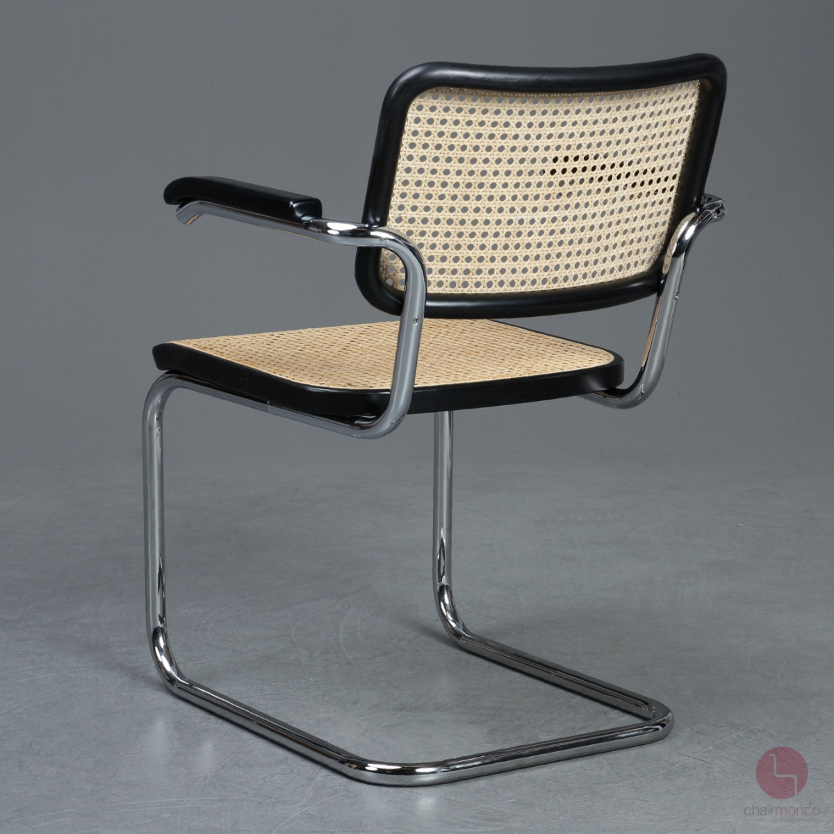 Preview: Thonet S64 Freischwinger in Schwarz mit Wiener Geflecht gebraucht