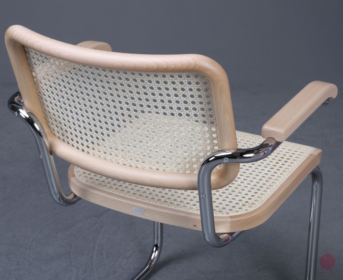 Thonet S64 V Freischwinger in Buche Natur mit Wiener Geflecht + Stützgewebe