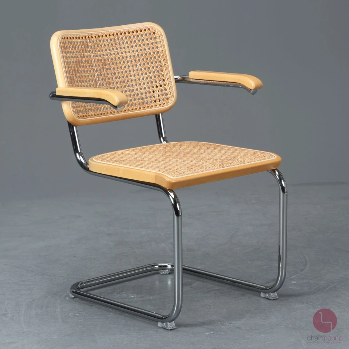 Thonet S64 V Freischwinger in Buche Natur mit Patina und Stützgewebe, gebraucht