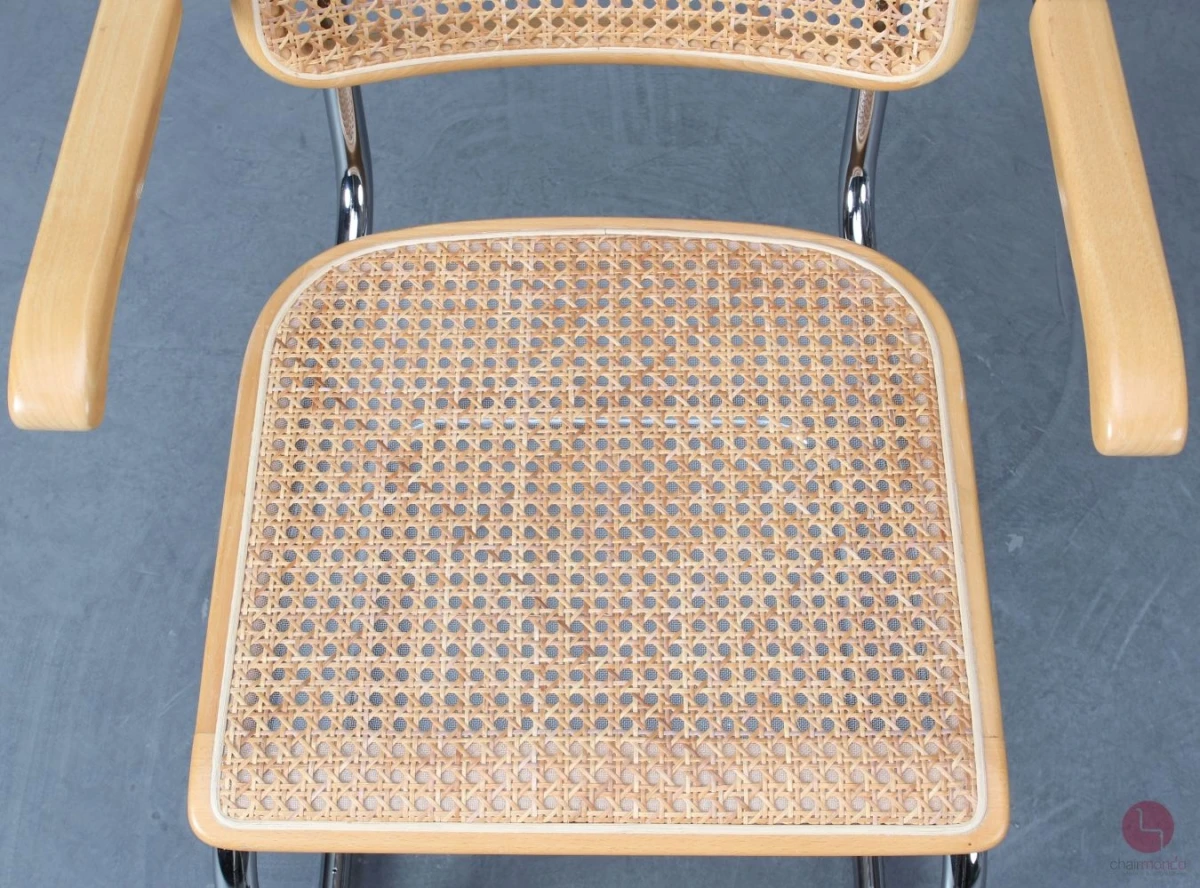 Thonet S64 V Freischwinger in Buche Natur mit Patina und Stützgewebe, gebraucht