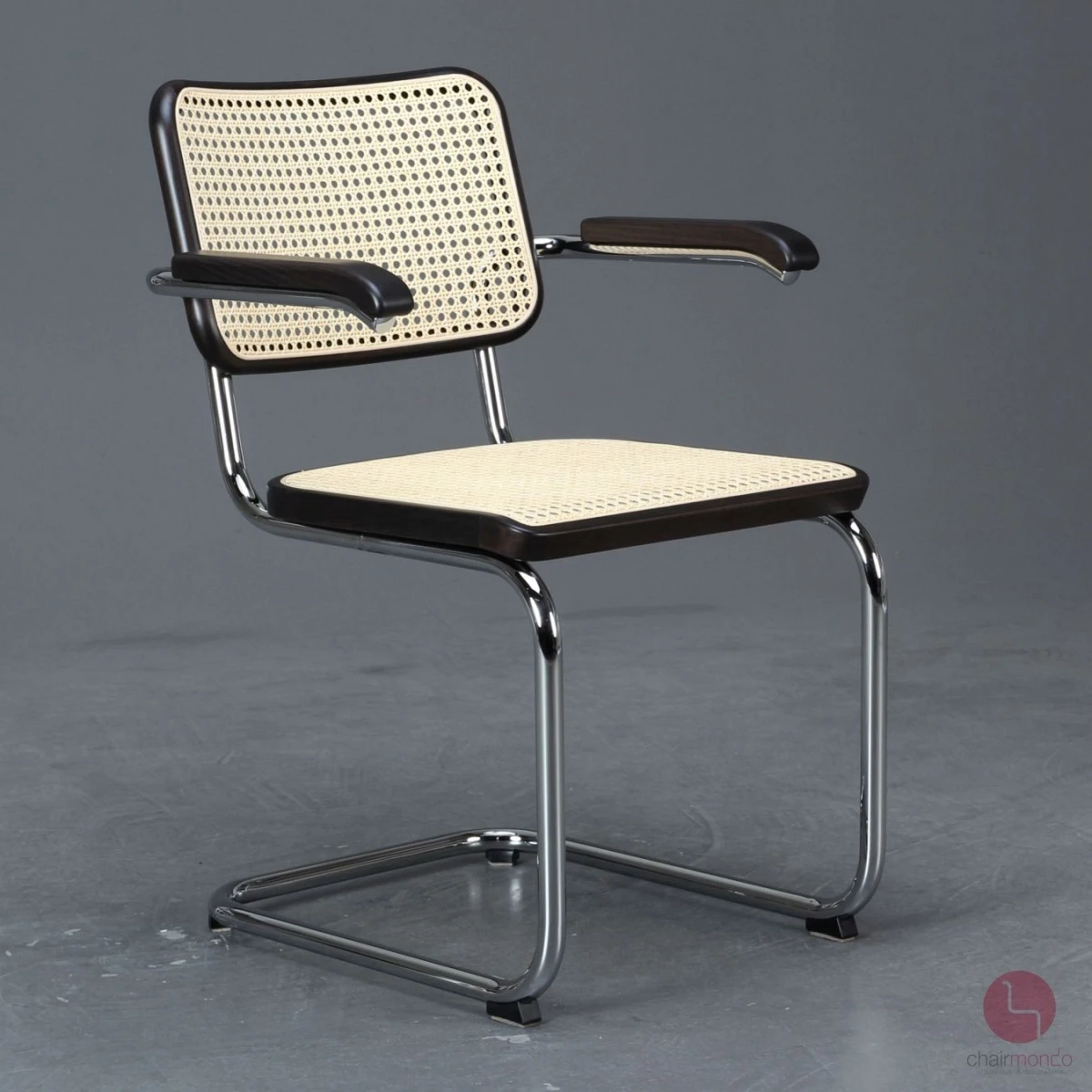 Thonet S64 V Freischwinger in Braun mit Geflecht + Stützgewebe gebraucht