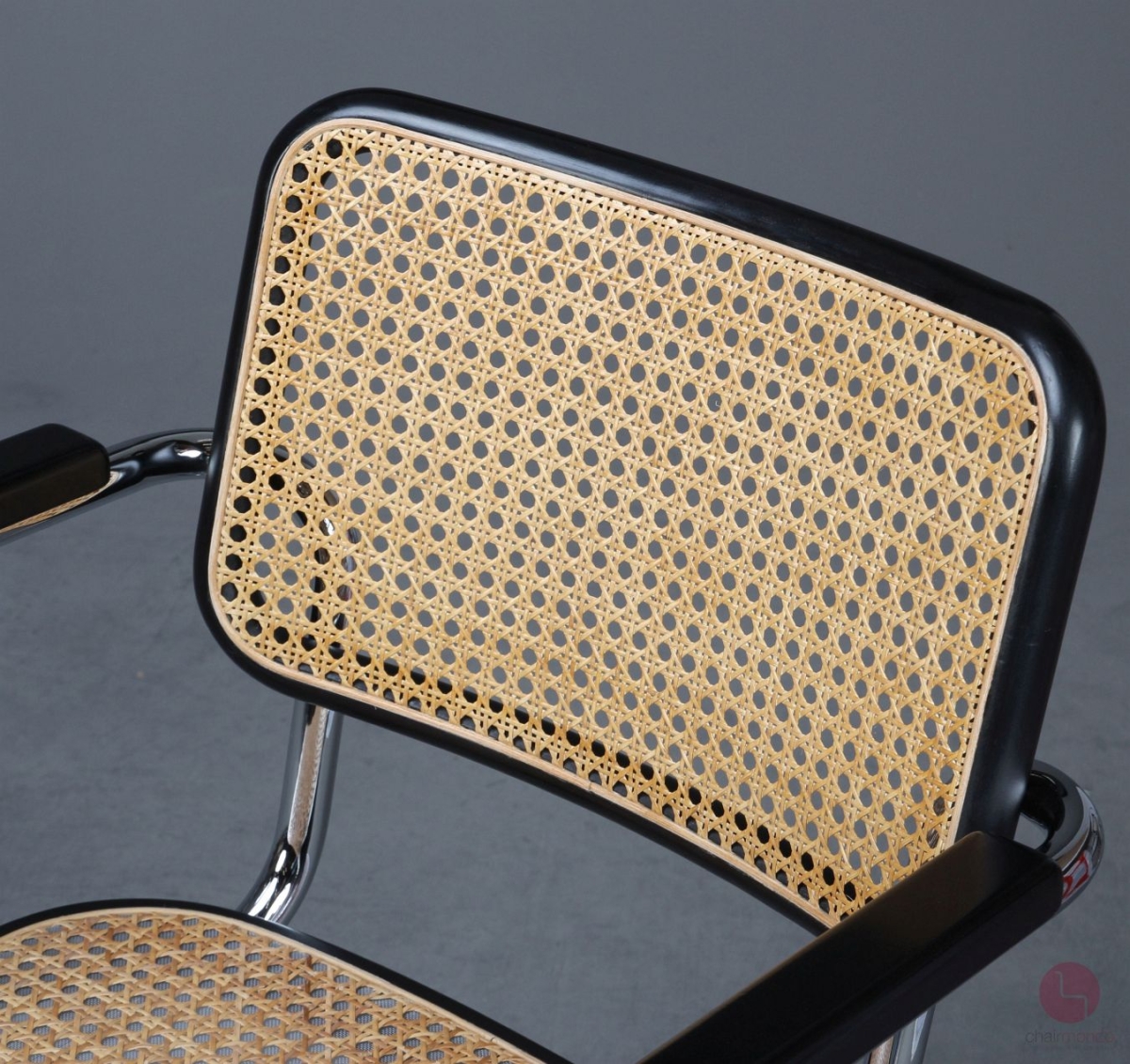 Preview: Thonet S64 V Freischwinger in Schwarz mit Wiener Geflecht + Stützgewebe gebraucht