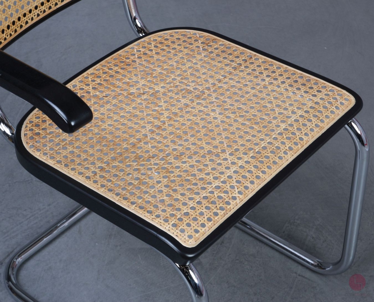 Thonet S64 V Freischwinger in Schwarz mit Wiener Geflecht + Stützgewebe gebraucht