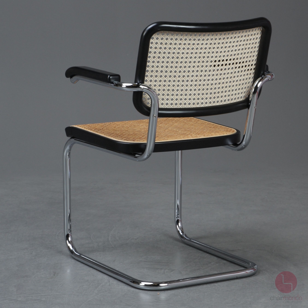 Thonet S64 V Freischwinger in Schwarz mit Wiener Geflecht + Stützgewebe gebraucht