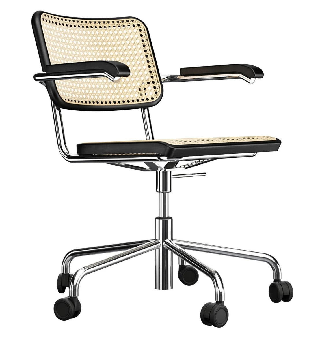 Thonet S64 VDR Drehstuhl Schwarz Vorderansicht