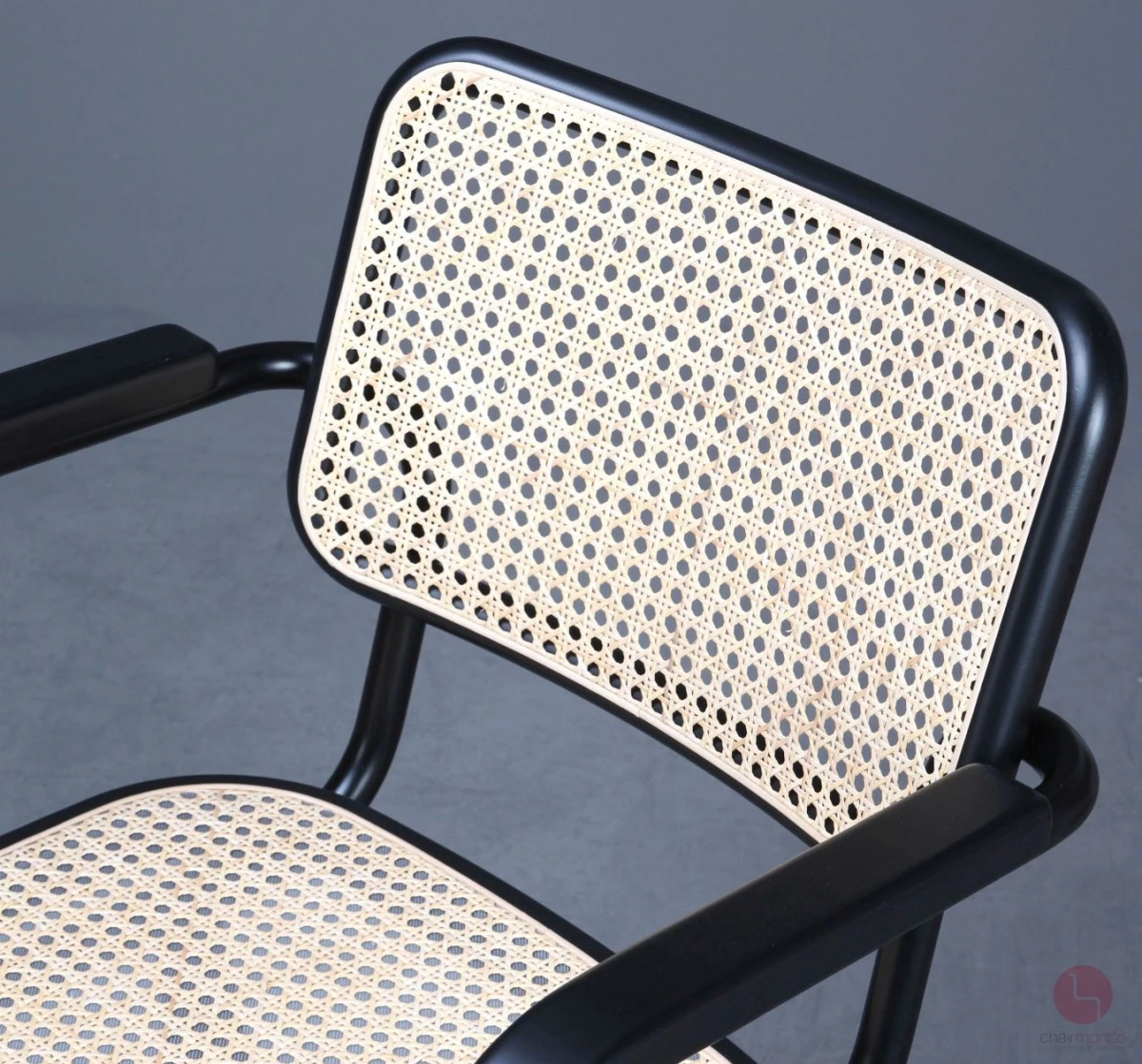 Thonet S64 VDR Bürostuhl mit Wiener Geflecht und schwarzem Gestell gebraucht