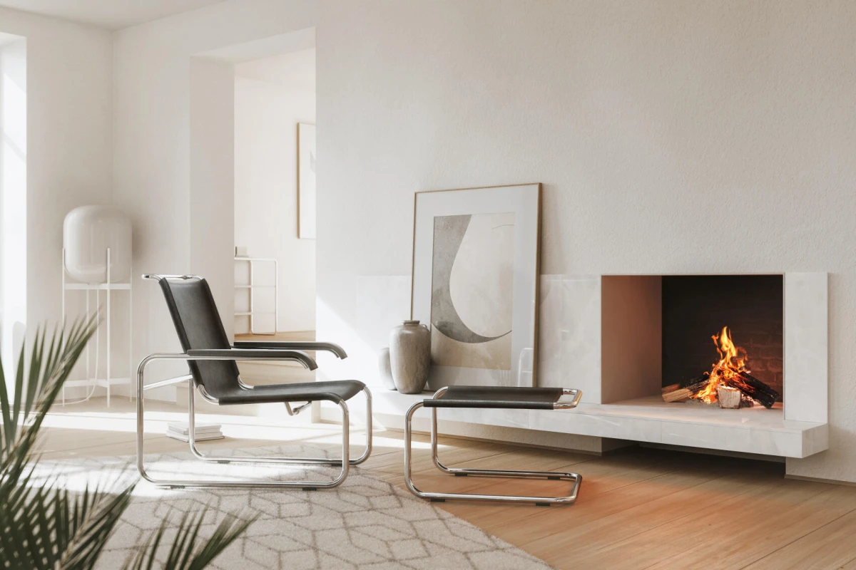 Thonet Sessel S35 LH Leder Schwarz interior ansicht