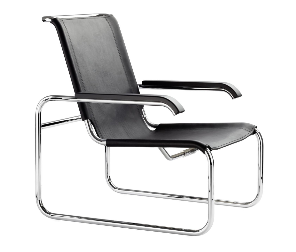 Thonet Sessel S35 L Leder Schwarz Vorderansicht