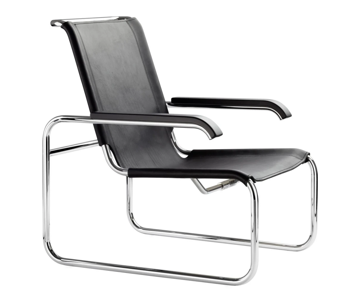 Thonet Sessel S35 L Leder Schwarz Vorderansicht