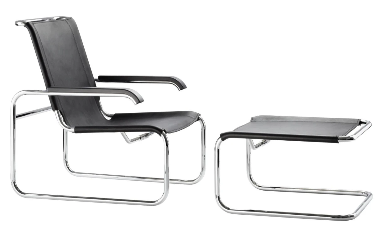 Thonet Sessel und Fußhocker S35 Vorderansicht