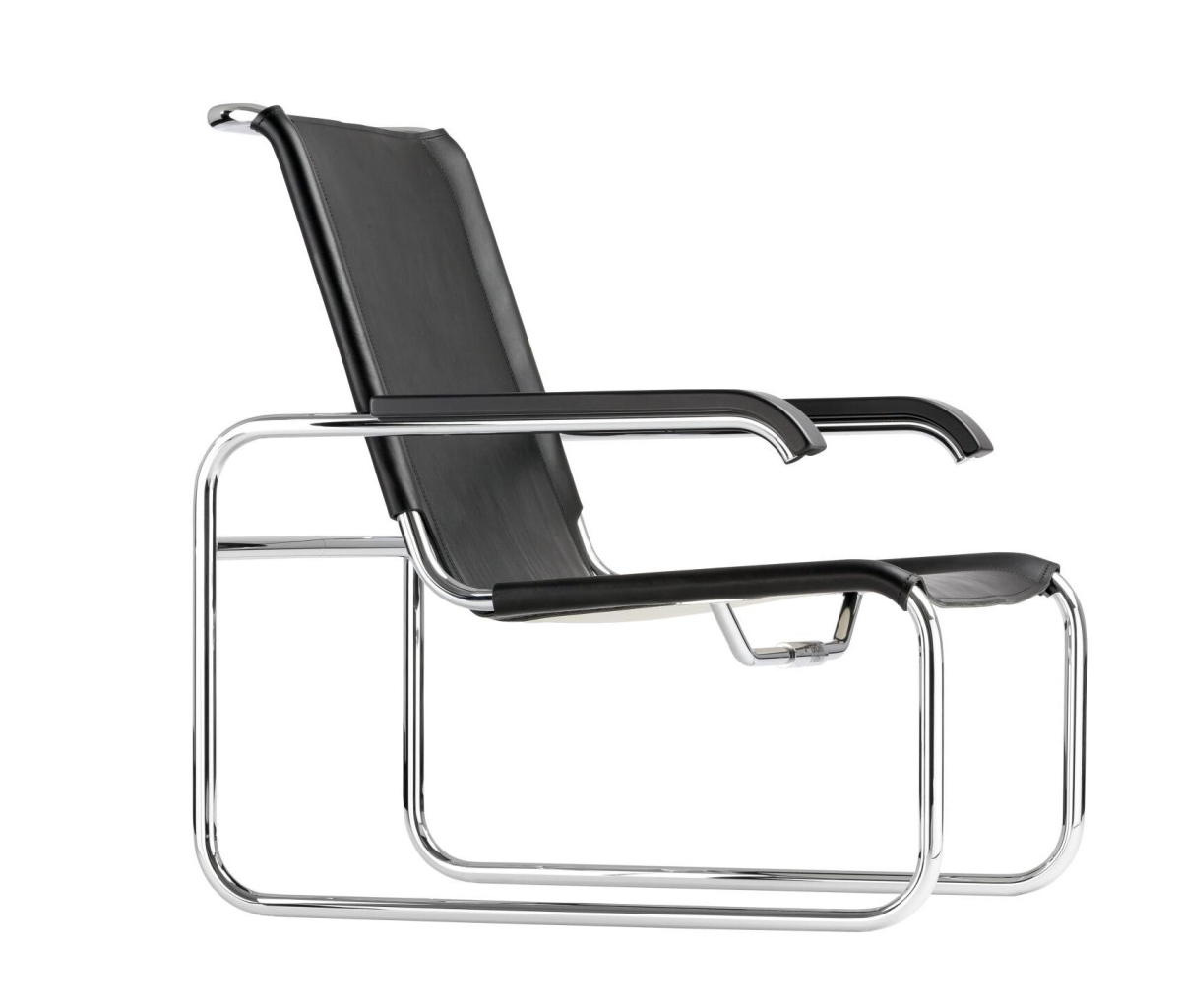 Preview: Thonet Sessel S35 L Leder Schwarz Seitenansicht