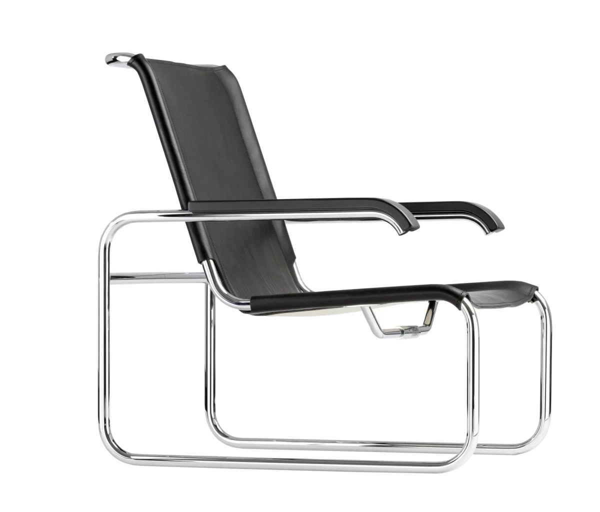 Thonet Sessel S35 L Leder Schwarz Seitenansicht