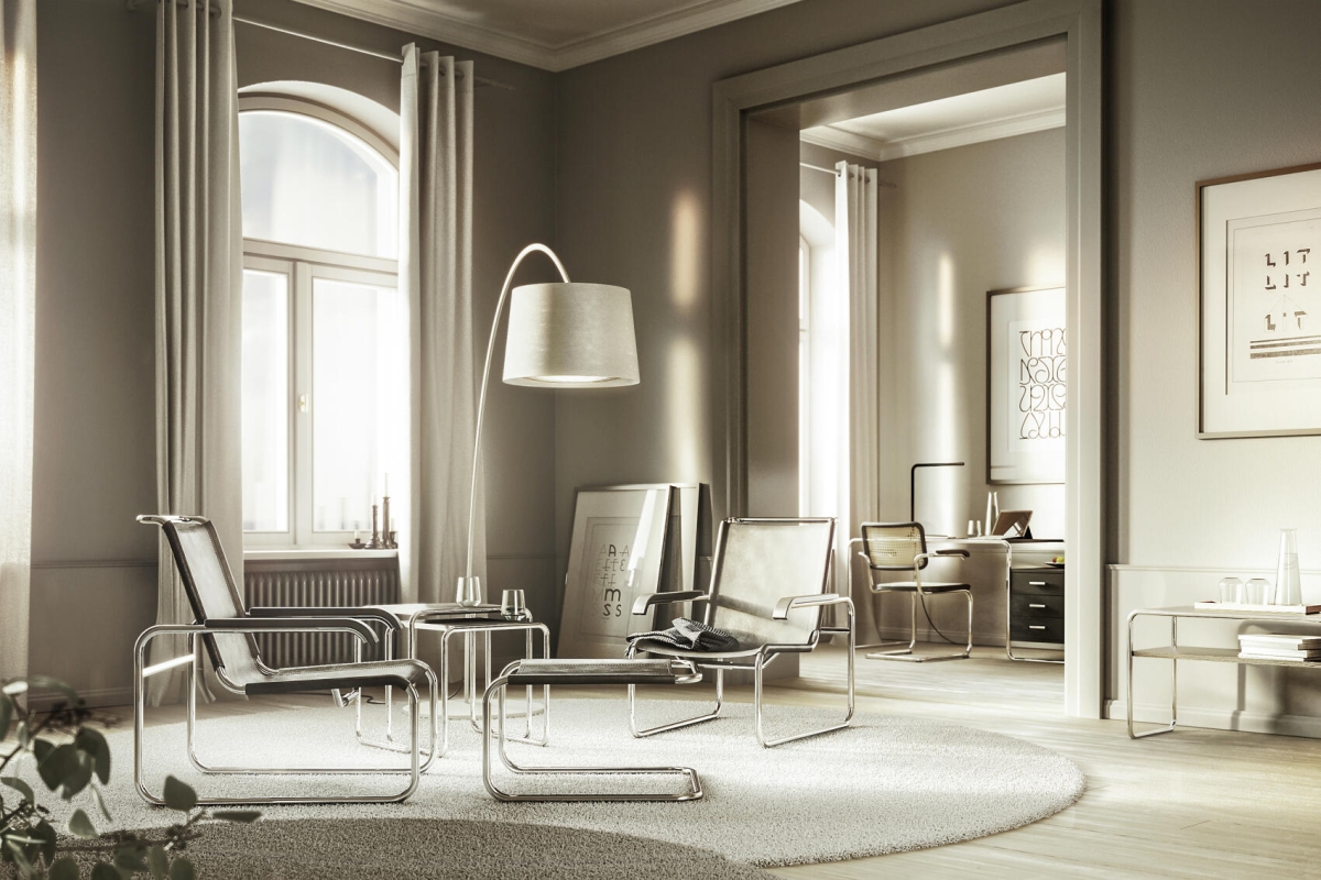 Preview: Thonet Sessel und Fußhocker S35 Interior