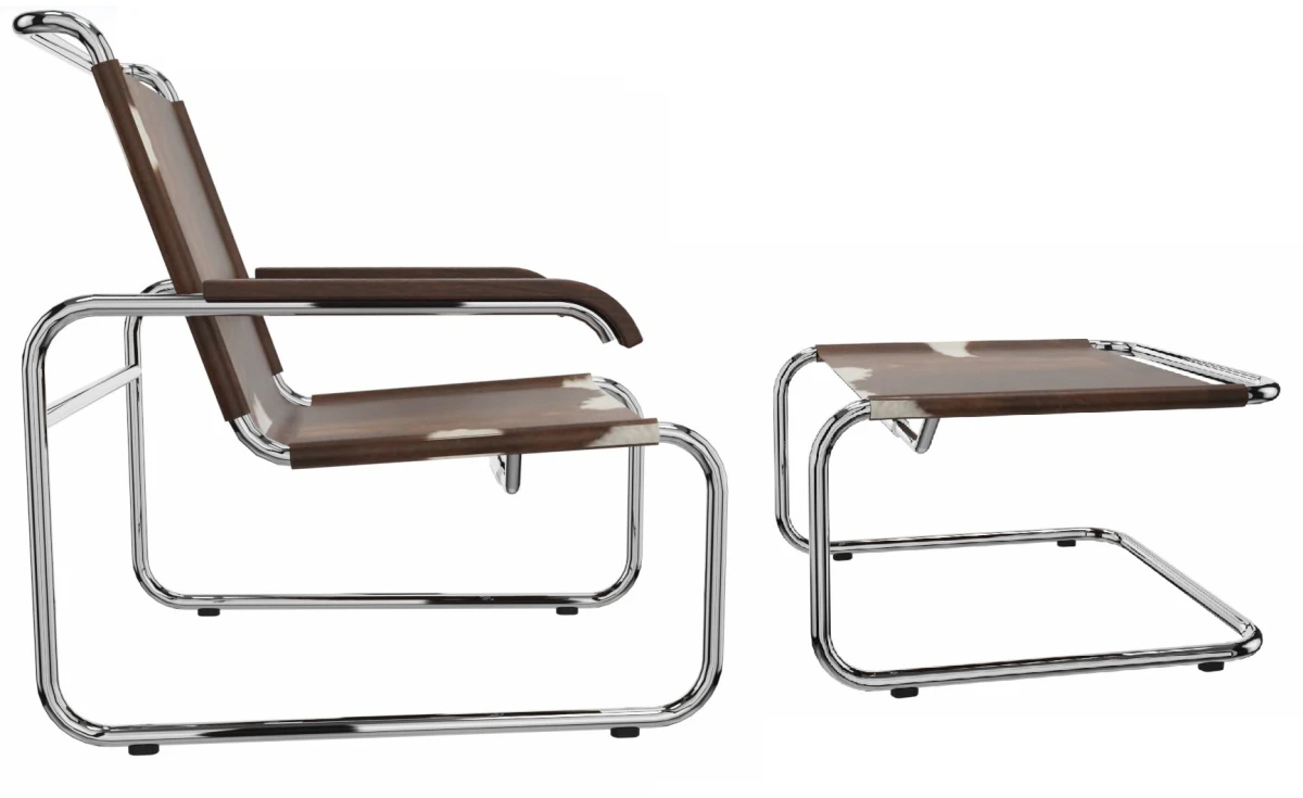 Thonet Sessel S35 LV Kuhfell Bundle Braun-Weiß