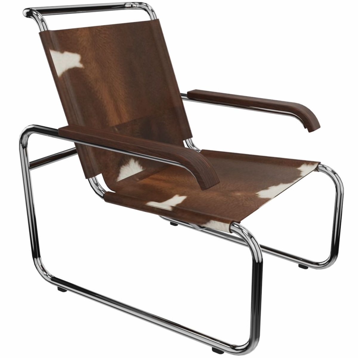 Preview: Thonet S35 LV Freischwinger Sessel Kuhfell mit Fußhocker l gratis Hocker
