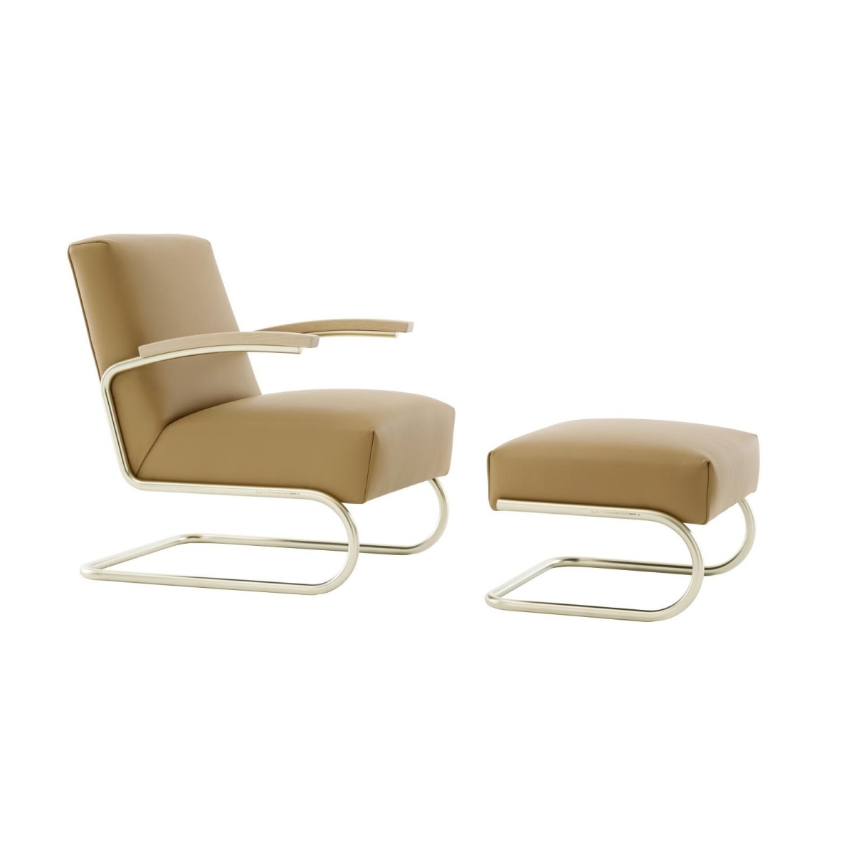 Preview: Thonet S411 & S411 H NORDIC by Jil Sander, Freischwinger Sessel & Hocker