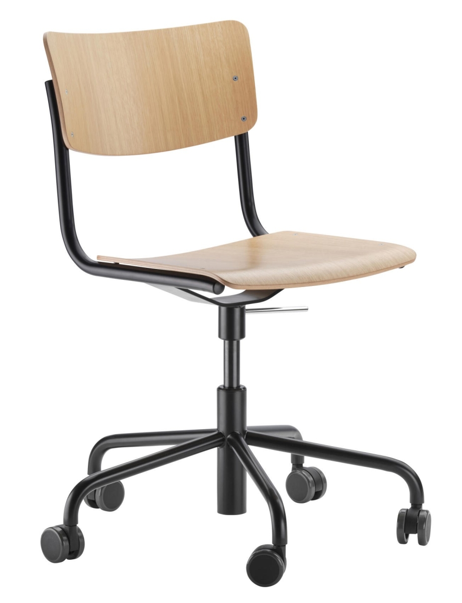 Preview: Thonet S43 DR Drehstuhl Bürostuhl Buche, Gestell Schwarz