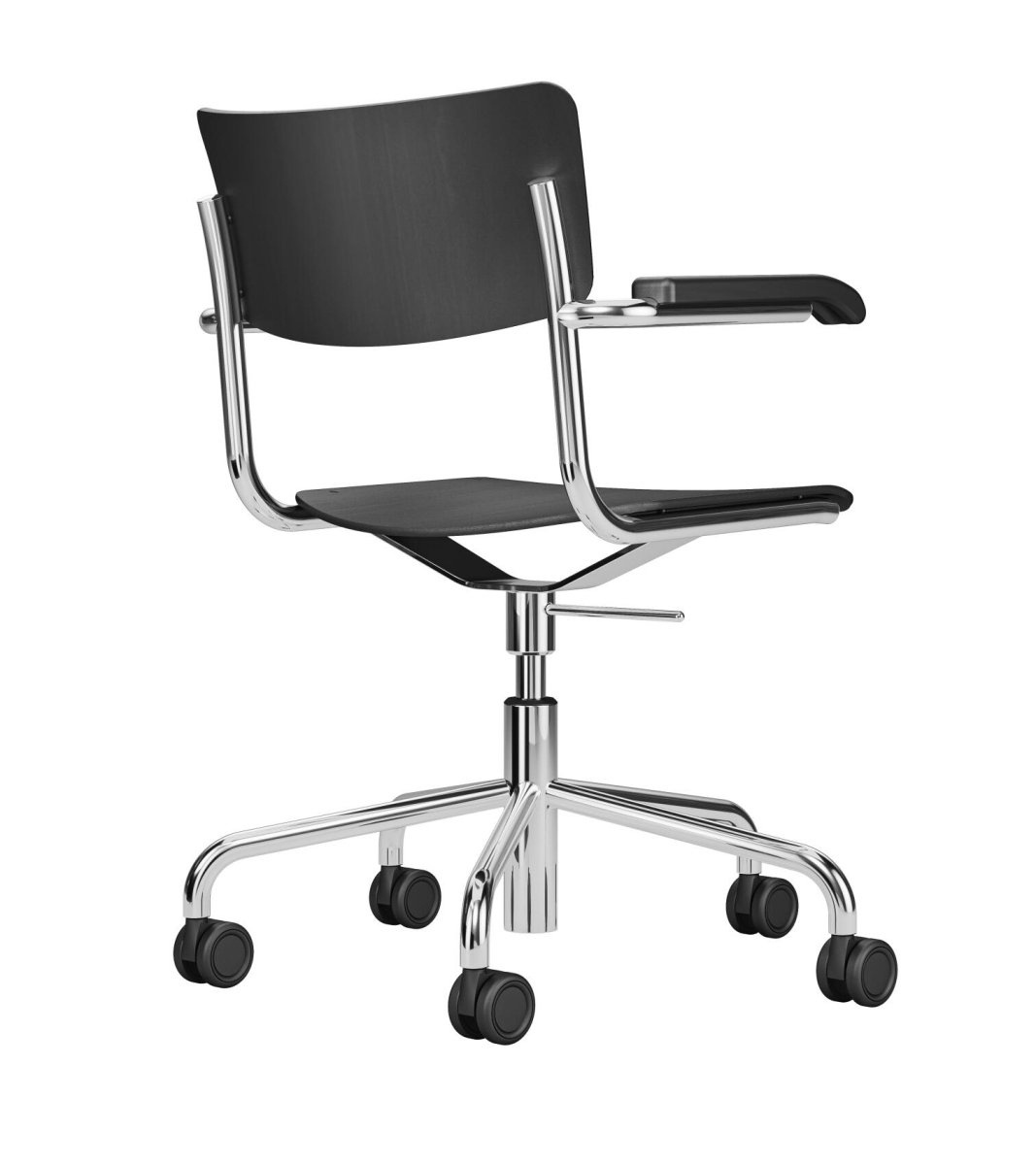 Preview: Thonet S43 DR Drehstuhl Bürostuhl Buche, Gestell Schwarz