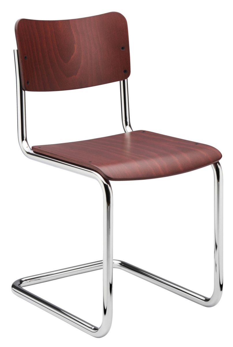 Preview: Thonet S43 K Kinderstuhl Freischwinger Stahlrohr verchromt Preview: Thonet S43 K Rubinrot Vorderansicht