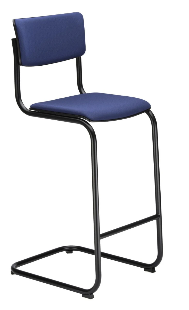 Thonet S43 PVH Barhocker Blau mit Schwarzem Gestell