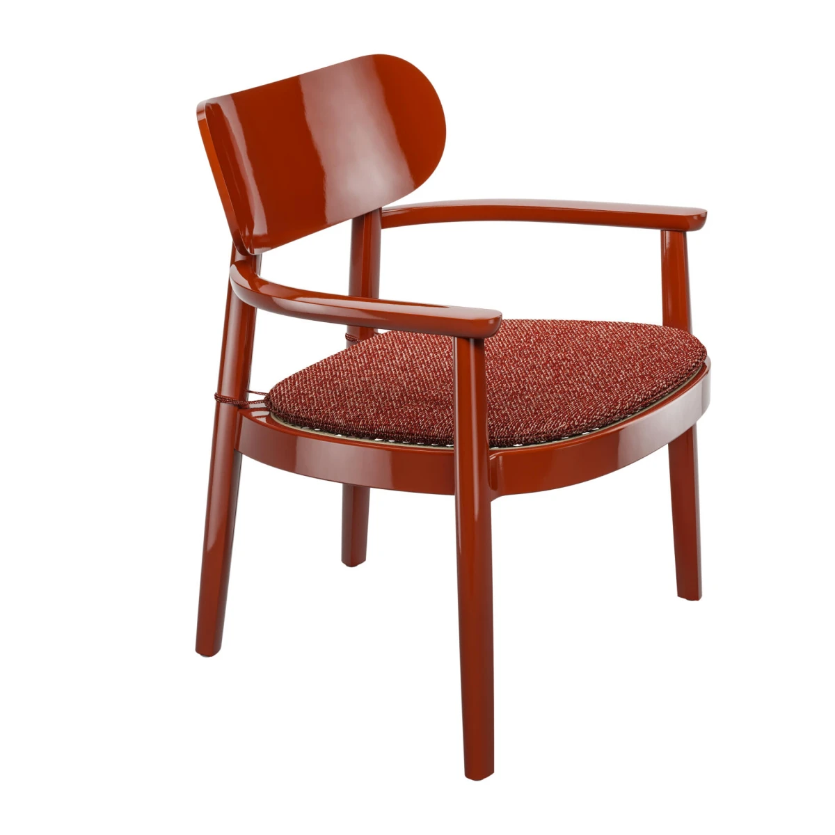 Thonet 119 F Wiener geflecht in Hochglanz Rot mit Polsterauflage Stoff
