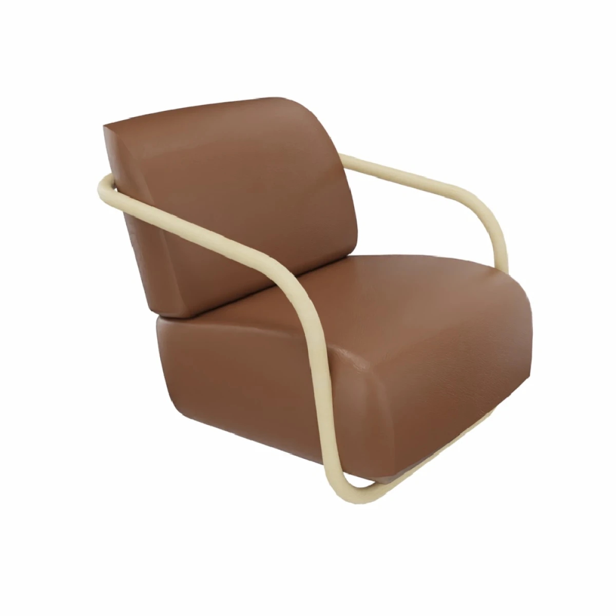 Thonet 2001 Sessel mit Gestell esche hell in Leder I, seitenansicht
