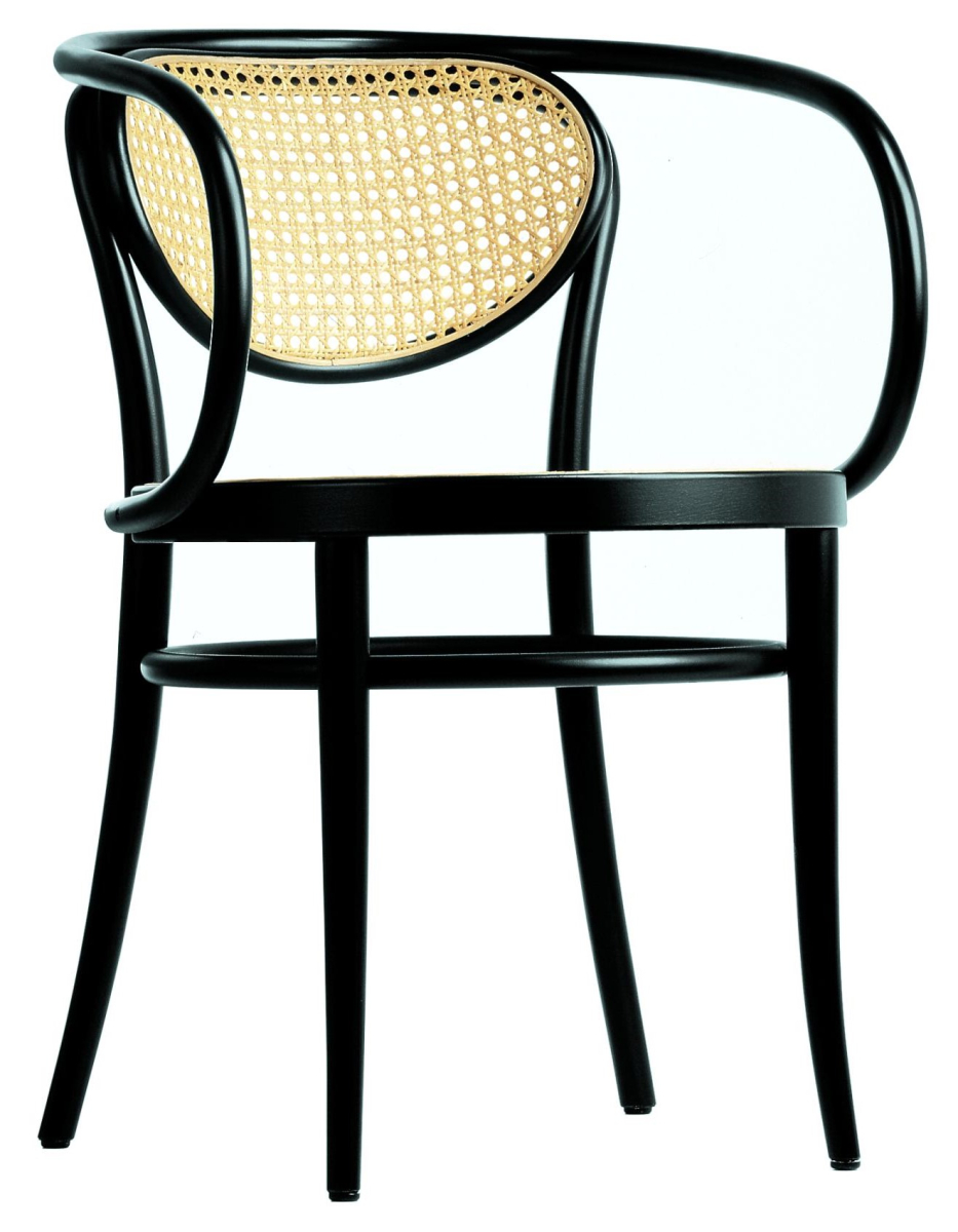 Thonet 210 R schwarz mit Wiener geflecht vorderansicht