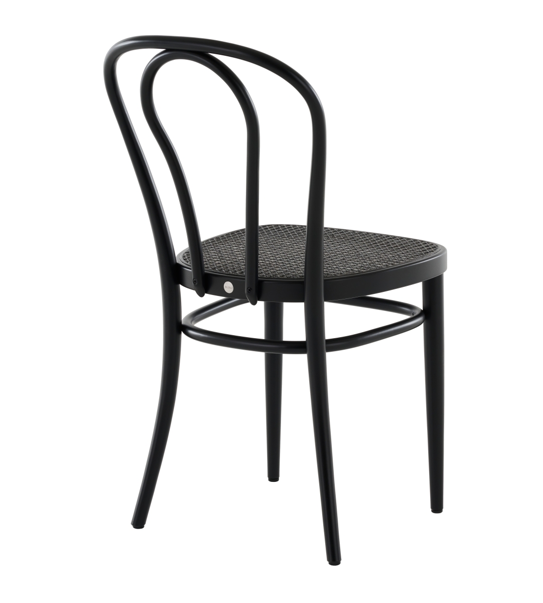 Preview: Thonet Bistrostuhl 218 Buche schwarz gebeizt, Geflecht Dark Melange Rückansicht