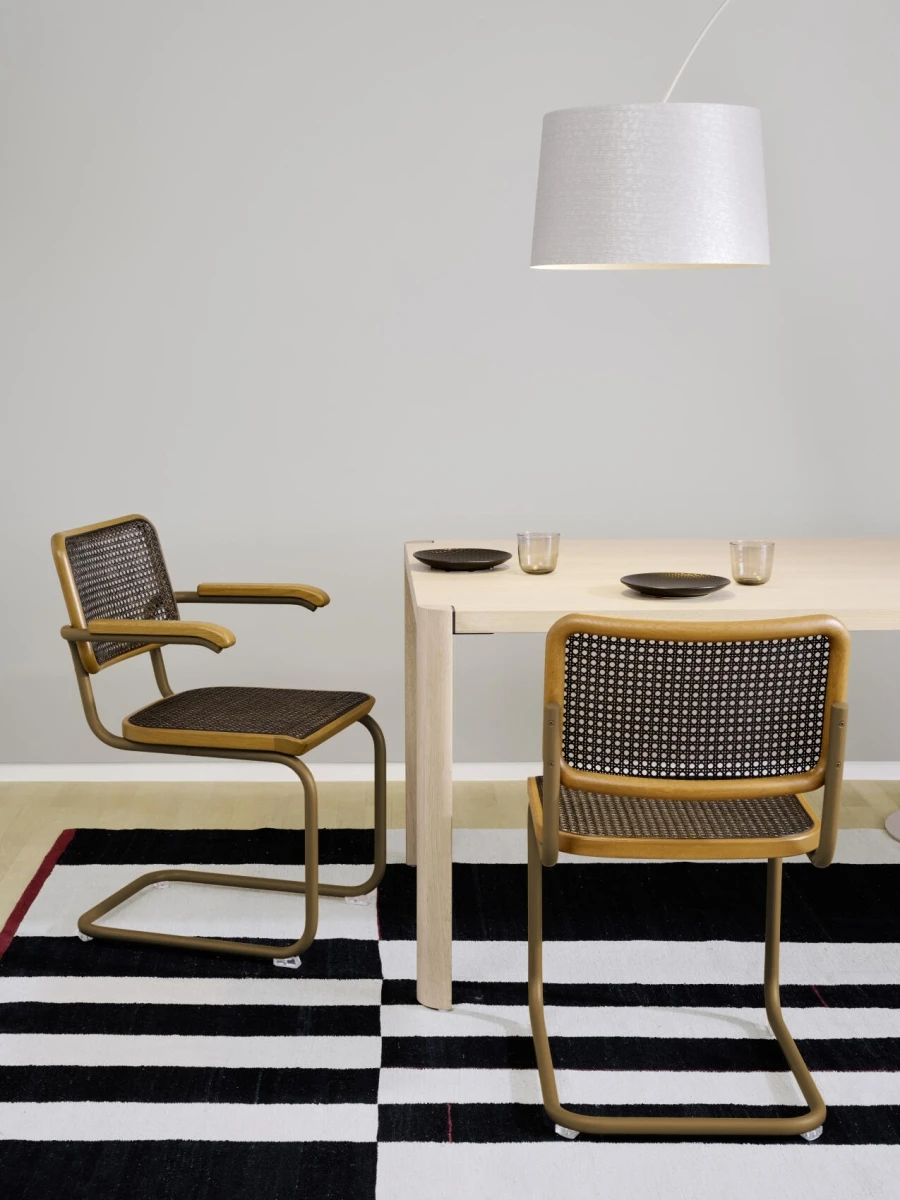 Thonet S32 V Dark Melange Freischwinger Amber Gelb inkl. Filzgleiter