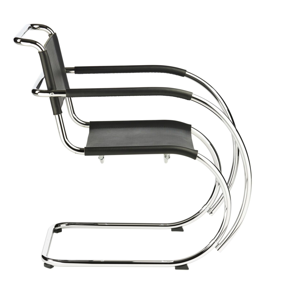 Thonet S533 LF Freischwinger mit Leder und Armauflagen