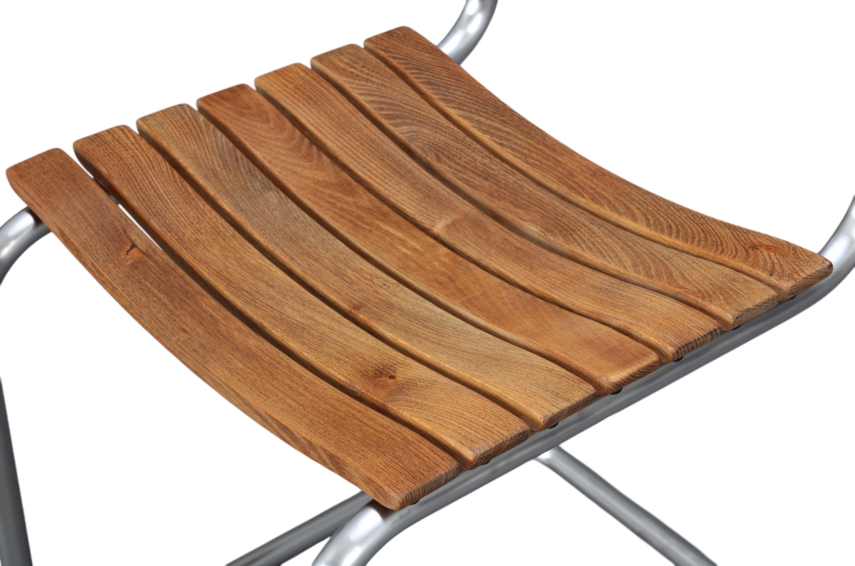 Preview: Thonet S40 Outdoor Freischwinger mit Iroko Massivholz