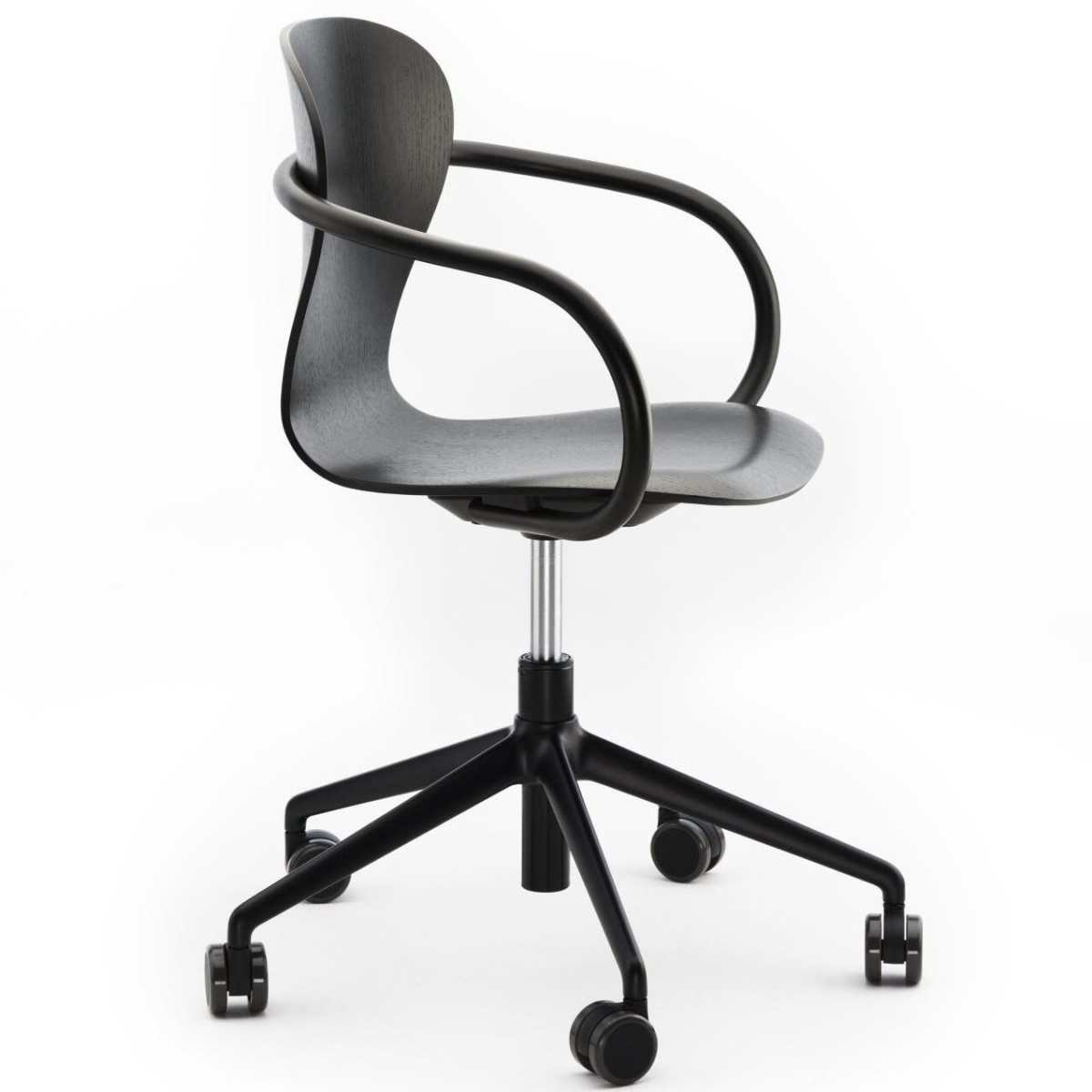 Preview: Thonet S220 FDRW Drehstuhl mit Armlehnen und Rollen