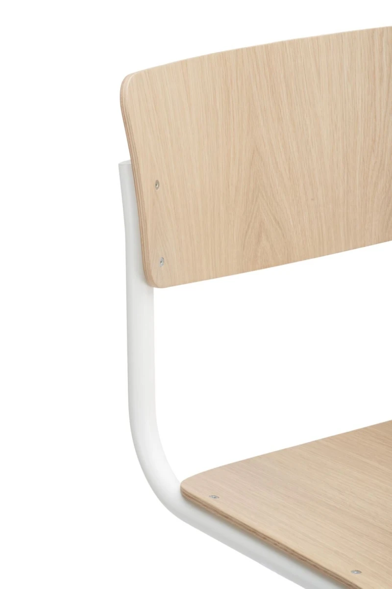 Thonet S43 Thekenhocker Buche mit weißem Gestell Rückenlehne