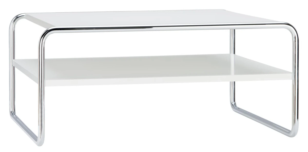 Thonet B20 a/1 Couchtisch in Weiß – elegantes Bauhaus-Design mit Stahlrohrgestell und praktischer Ablagefläche.