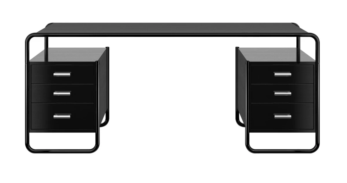 Thonet Schreibtisch S285 5 Schwarz gebeizt TP29 - schwarzes Gestell