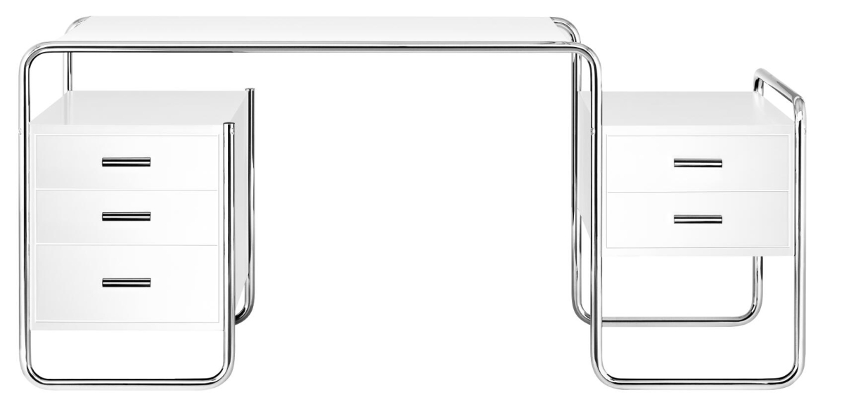 Preview: Thonet Schreibtisch S285 weiß esche offenporig - Korpusse links