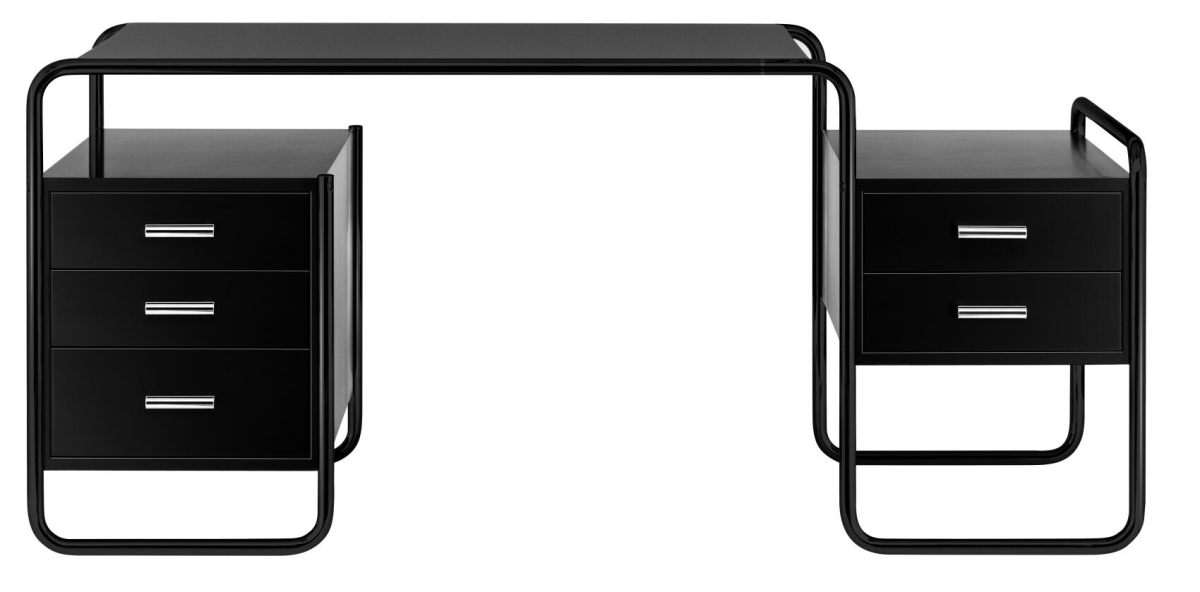 Preview: Thonet S285 Schreibtisch mit Schubladen, Buche gebeizt