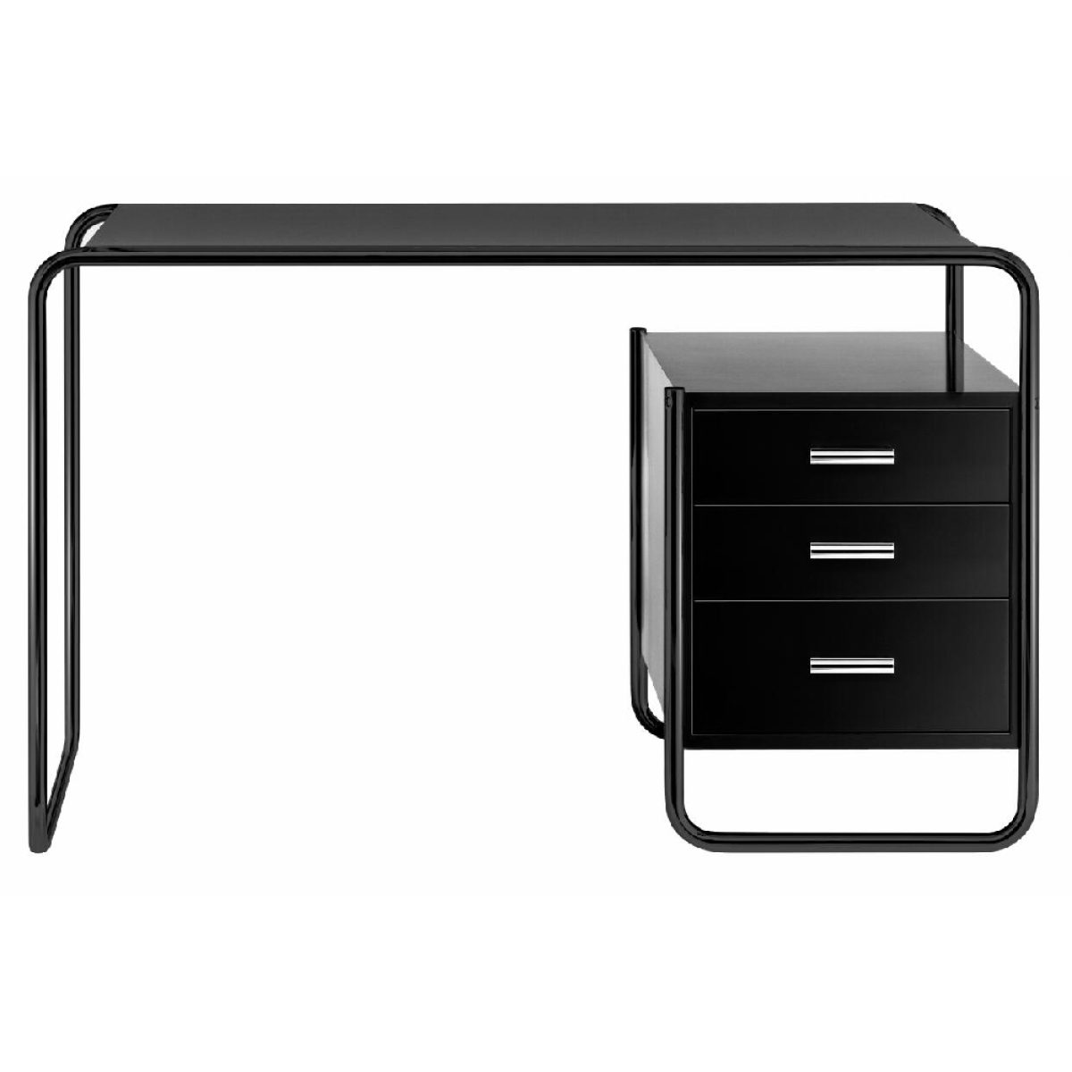 Preview: Thonet Schreibtisch S285-2 Schwarz gebeizt TP29 - schwarzes Gestell