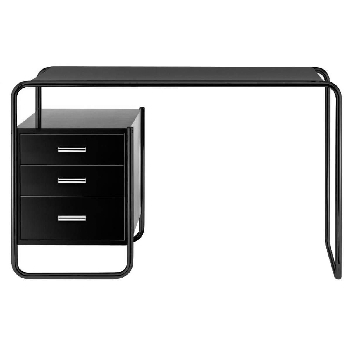 Preview: Thonet Schreibtisch S285-2 Schwarz gebeizt TP29, korpus links - schwarzes Gestell