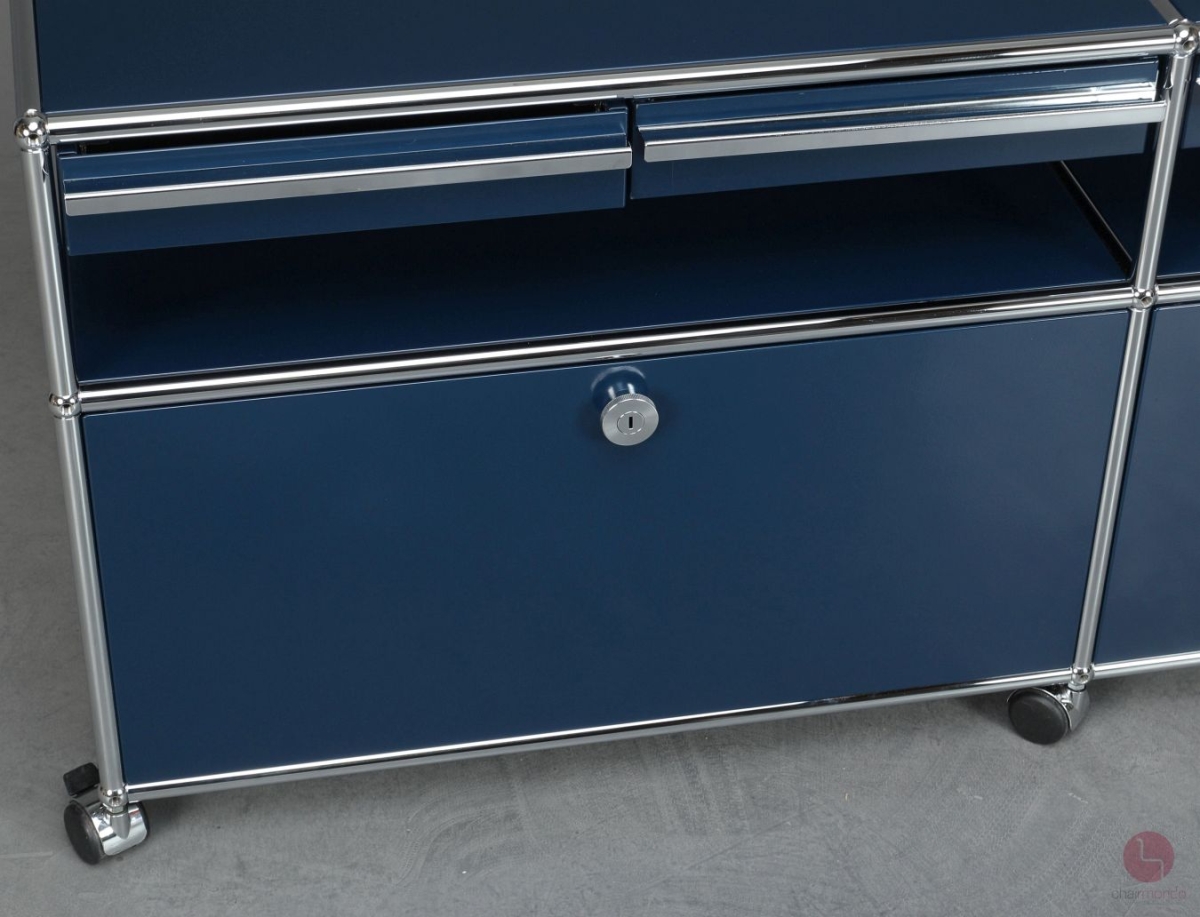 USM Haller Sideboard mit Schubladen und Schubfächern in Stahlblau gebraucht