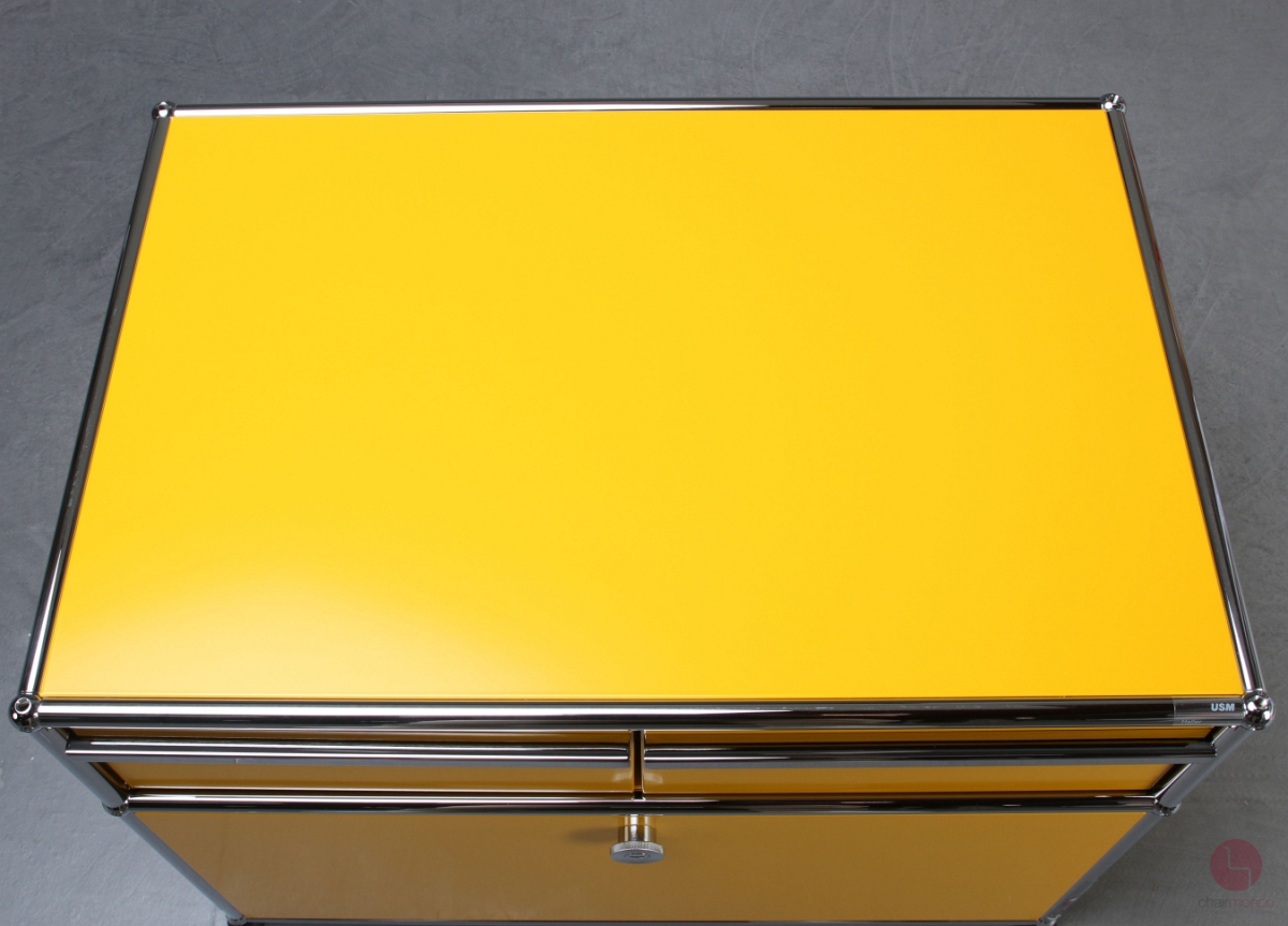 Preview: USM Haller Bürocontainer gelb mit Schubladen und Schubfach gebraucht