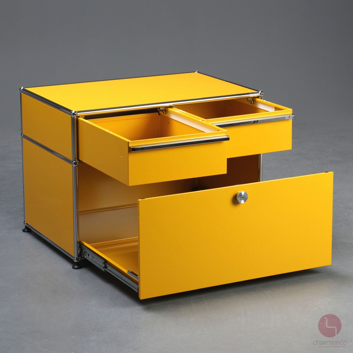 Preview: USM Haller Bürocontainer gelb mit Schubladen und Schubfach gebraucht