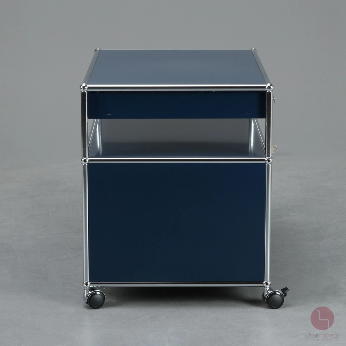 USM Haller Medienboard in Stahlblau mit zwei Schubladen und Schubfach gebraucht