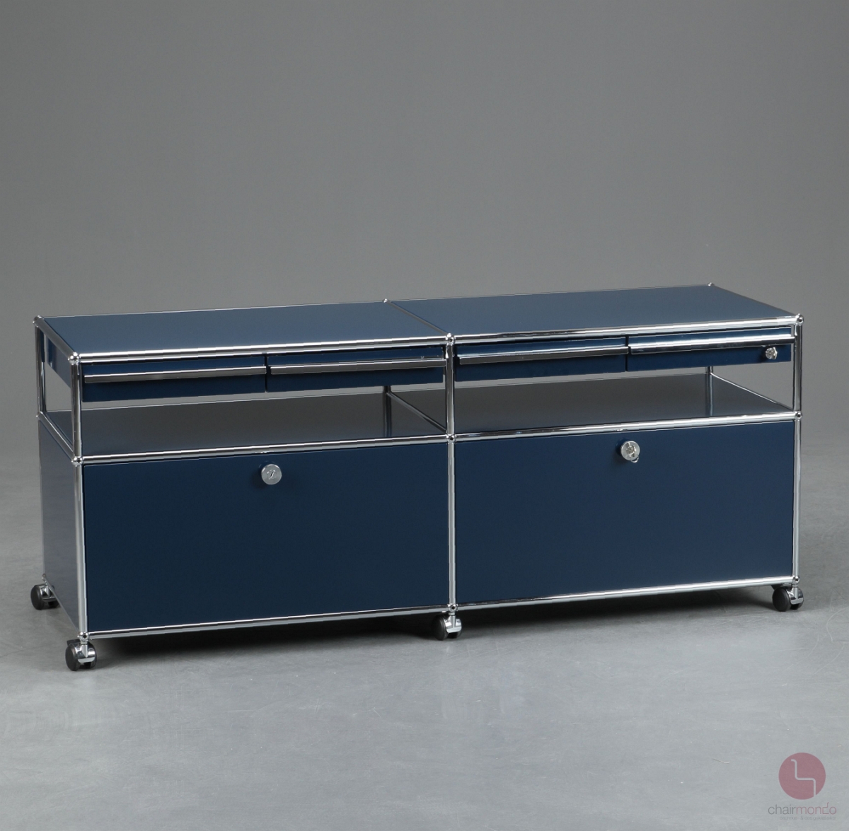 USM Haller Sideboard mit Schubladen und Schubfächern in Stahlblau gebraucht