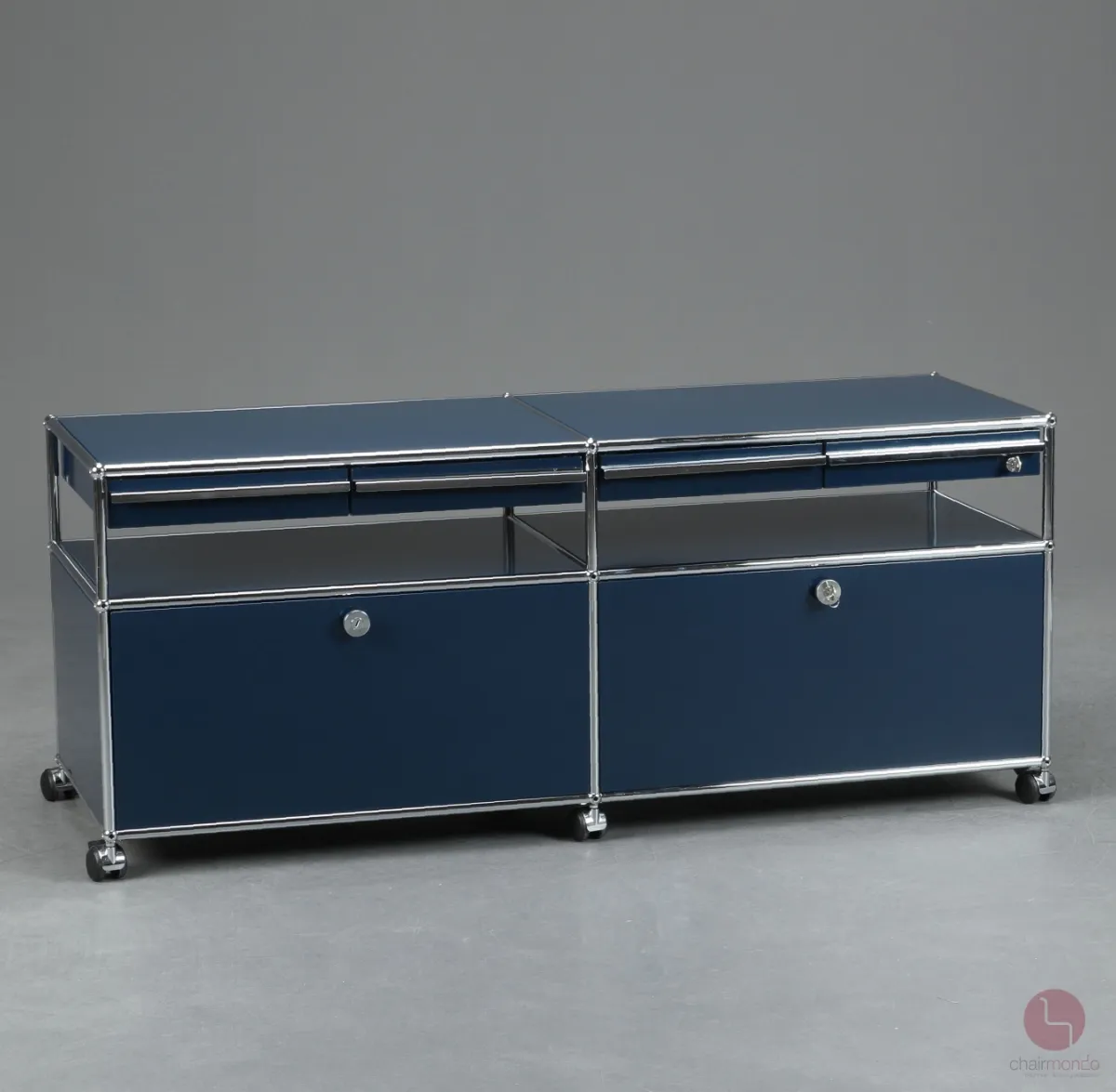 USM Haller Sideboard mit Schubladen und Schubfächern in Stahlblau gebraucht
