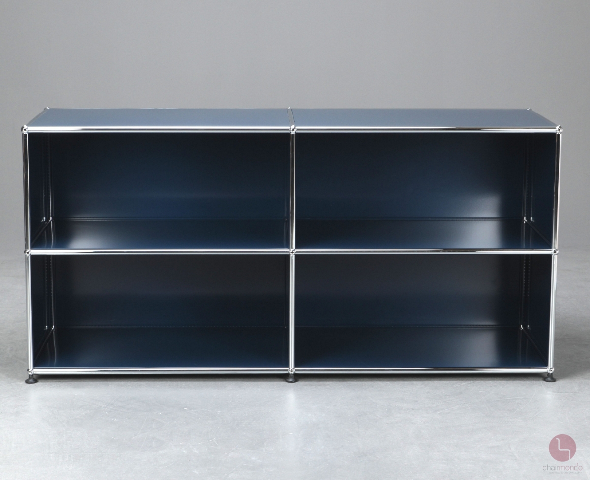 Preview: USM Haller Sideboard Stahlblau mit vier offenen Fächern gebraucht