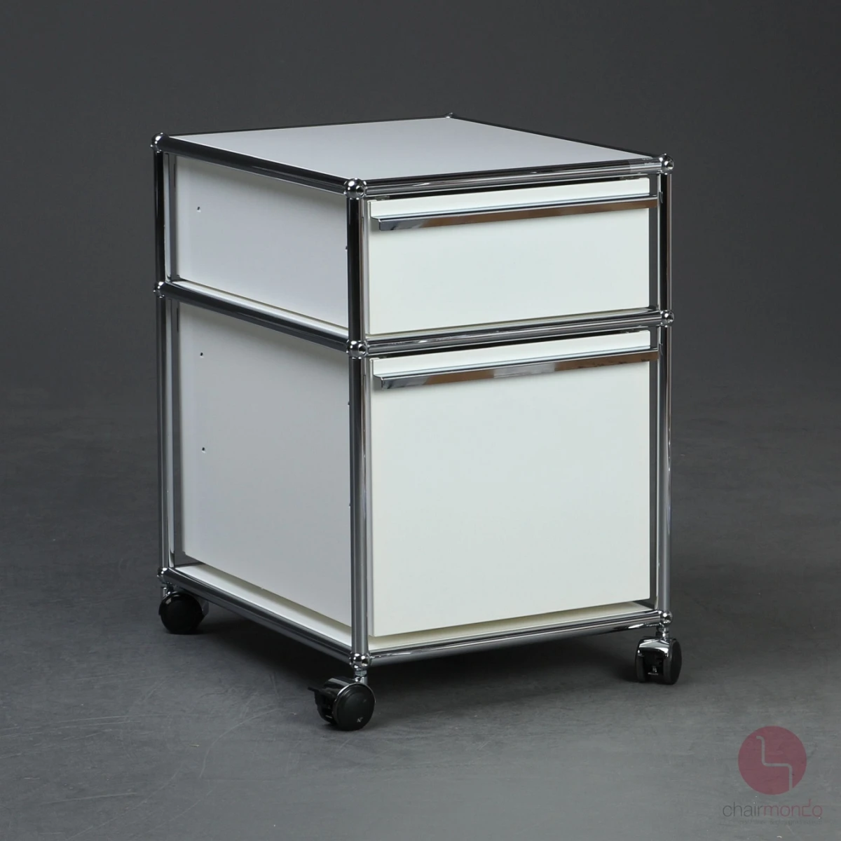 USM Haller Rollcontainer Weiß mit zwei Schubladen