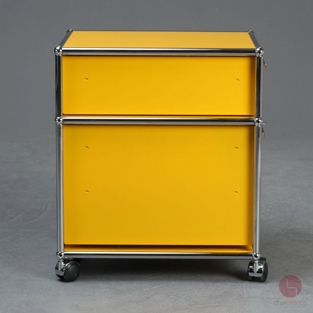 USM Haller Rollcontainer Gelb mit zwei Schubladen