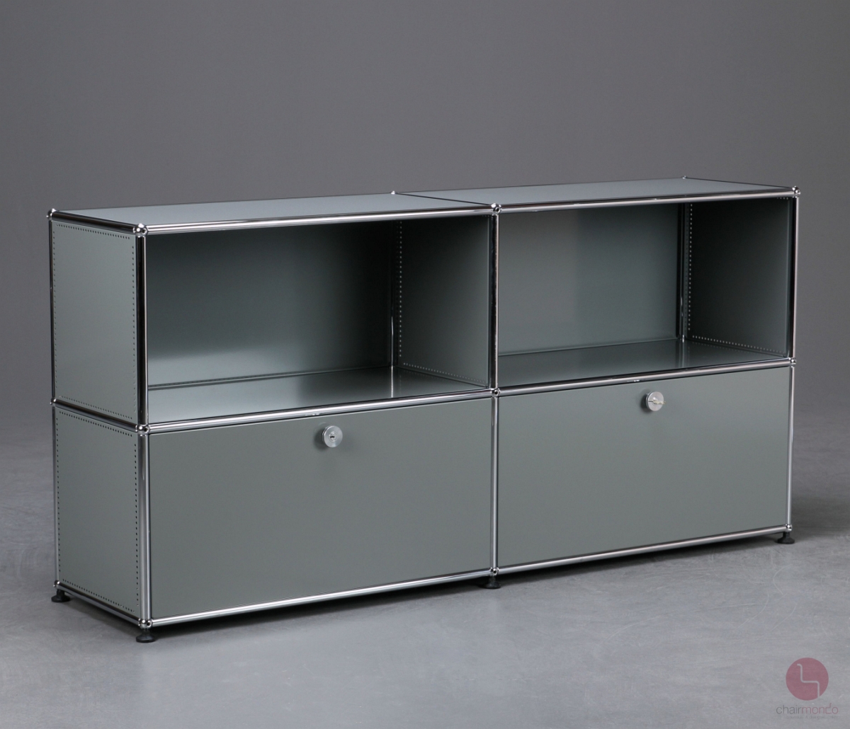 Preview: USM Haller Kommode Sideboard Mittelgrau mit vier Fächern + zwei Klapptüren gebraucht