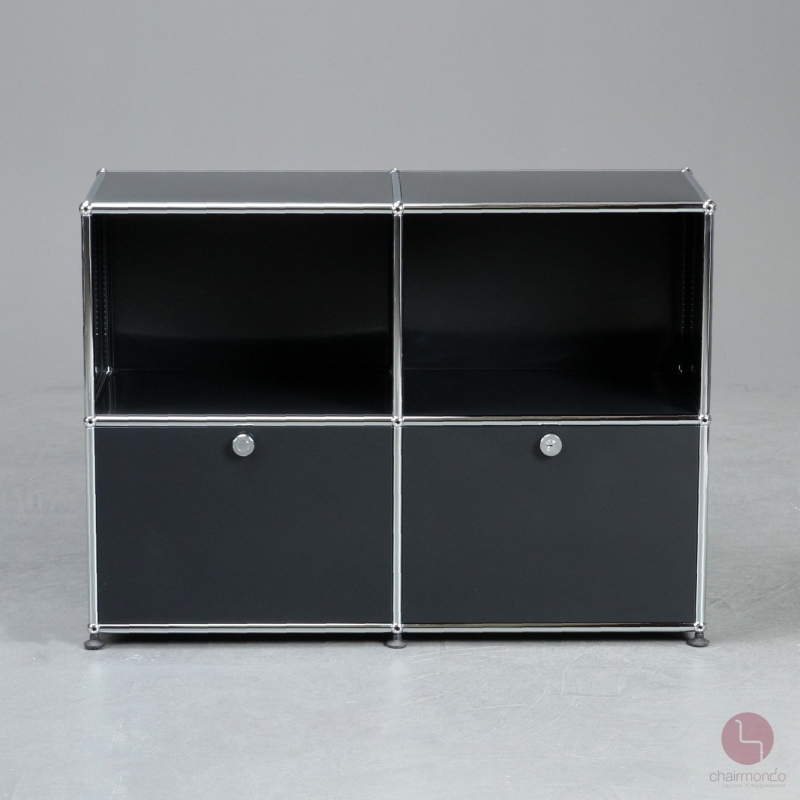 Preview: USM Haller Sideboard Graphitschwarz mit Klapptüren gebraucht